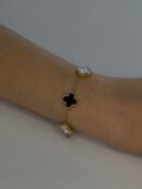 צמיד תלתנים פנינה שחור יוקרתי